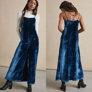 Anthropologie Andromeda Turquoise Velvet Jumpsuit